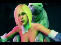 Aggressive k9 screws blonde hentai cutie in this beastiality video